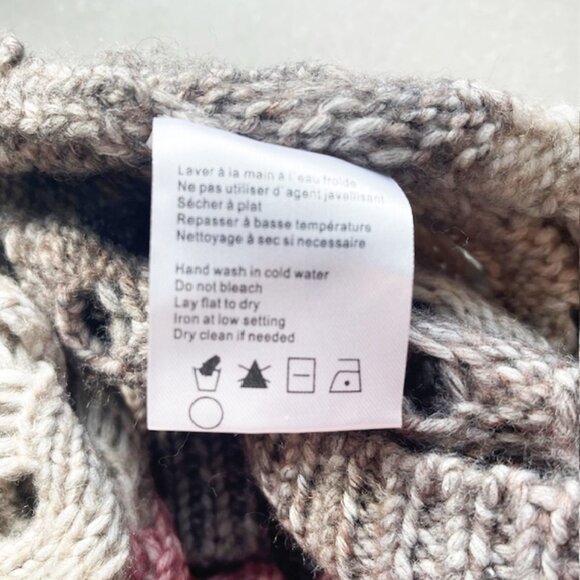 Charlie B Collection Open Weave Cropped Striped Sweater, Pink and Gray, Size L - Picture 5 of 6